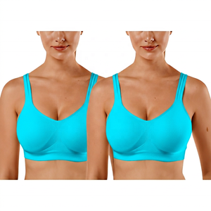 Sujetador Deportivo con Cuello en V para Mujer, Soporte Medio, Transpirable, de Secado Rápido, para Yoga, Fitness, Running, Negro, Spandex, Poliéster - Product Image 3