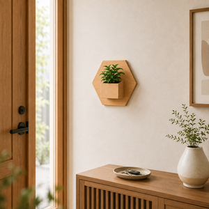 Eco-Friendly Self-Adhesive Wooden <b>Wall</b>-Mounted Hexagon Planter for Air Plants & Succulents Home <b>Decor</b> Gift Set - Product Image 4