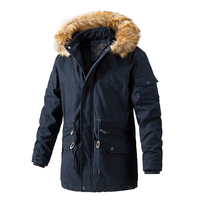 Veste parka d'hiver pour homme avec capuche en fourrure, manches longues, coupe-vent, vêtements d'extérieur, couleur beige