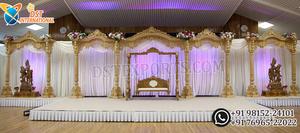 Elegant Theme <b>Wedding</b> White Gold Stage Vibrant Mughal Style Reception Stage Backdrop <b>Frames</b> Premium FRP <b>Wedding</b> Stage Setup USA - Product Image 6