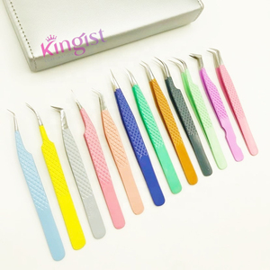 Fine Quality by Manufacturer Custom Color Good Material Beauty <b>Tools</b> Kit Eyelash Tweezers In Low Price Eyelash Tweezers Set - Product Image 1