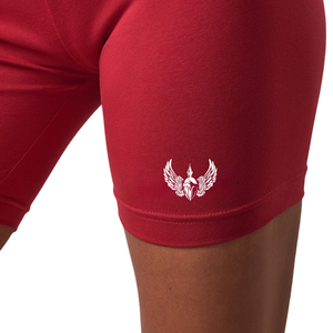 Shorts de cyclisme rouges pour femmes, taille haute, extensibles, pour la gym, le fitness, l'entraînement et les activités sportives - Product Image 6