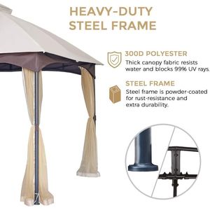 10*12 Ft Softtop in metallo da esterno robusta resistente doppio tetto a baldacchino in acciaio zincato Design zanzariera parasole tende - Product Image 4