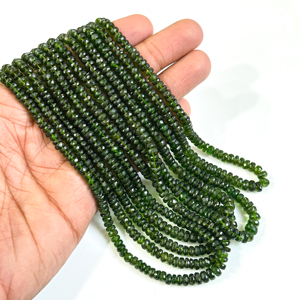 Perles de diopside chromé naturel facettées en forme de rondelle 4-6mm, perles de pierres précieuses en vrac pour la fabrication de bijoux, fournitures de pierres précieuses en gros - Product Image 5