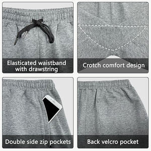 Shorts amples en molleton avec cordon de serrage et poches, bas décontractés en coton épais, 100 % coton, couleur unie, chauds et confortables pour l'hiver - Product Image 3