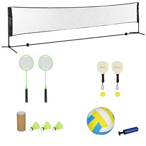 Set Sportivo Portatile All-in-One da 17 Piedi con Rete Regolabile in Altezza per Badminton, Pickleball e Pallavolo per Uso in Giardino e in Spiaggia - Product Image 1