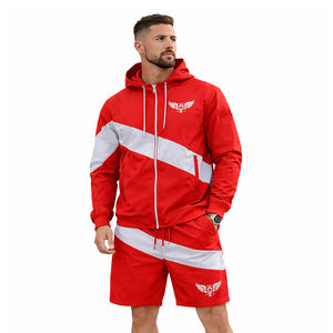 Custom Men Hooded Jacket & Shorts Set Casual Sportswear Tracksuit Summer Windbreaker Two Piece Outfit Streetwear Set - Product Image 4