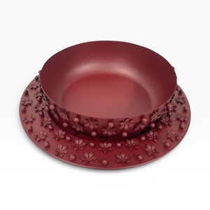 Assiette et bol en fer rouge bordeaux avec motifs floraux, accessoires de chocolat personnalisables, fournisseur, tailles et couleurs personnalisables disponibles - Product Image 1