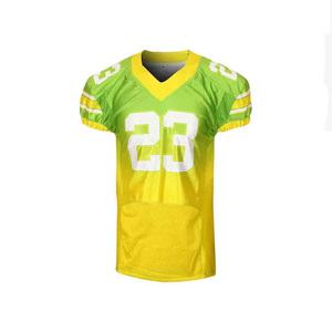 Camiseta de Fútbol Americano para Hombre, Cuello en V, Manga Corta, Verde y Amarillo, Malla Sublimada, Transpirable, Número de Equipo 23 - Product Image 1