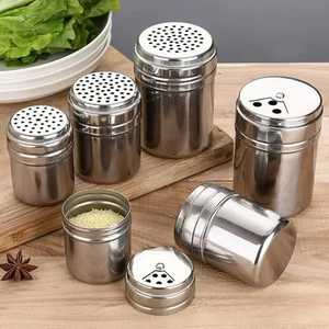 Stainless Steel and Glass Salt Pepper <b>Shaker</b> Set with Wire Rack Holder Clear Seasoning Dispenser <b>Bottle</b> Set for Dining Table - Product Image 6