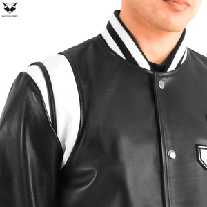 Premium Men's Varsity <b>Jacket</b> Leather Material Contrast Color Embroidery <b>Patch</b> Classic College Letterman Bomber <b>Jacket</b> - Product Image 6