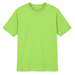 T-shirt en coton vert uni pour homme, coupe classique, col rond, manches courtes, jersey décontracté, tricoté, teint uni, design simple - Product Image 1