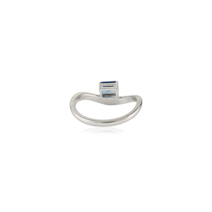 Bague ondulée en or blanc massif 14 carats avec saphir bleu naturel taillé octogonal de haute qualité, bijou unique et tendance, parmi les plus vendus - Product Image 6