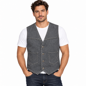 Chaleco Vaquero de Moda para Hombre, Sin Mangas, Casual, para Otoño, con Bolsillo Profundo, Chaleco Vaquero Deportivo para Exteriores - Product Image 5