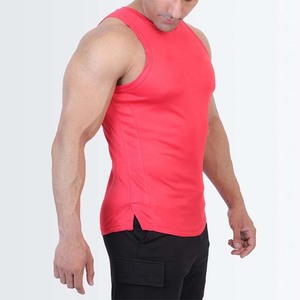 Camiseta sin Mangas Roja para Hombre, Cuello Redondo, Color Sólido, Tejido Transpirable, Corte Casual - Product Image 4