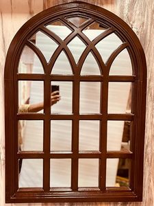 Arched Wooden Glass Wall <b>Mirror</b> Modern Decorative Wood Framed for Bedroom Bathroom Hallway - Product Image 4