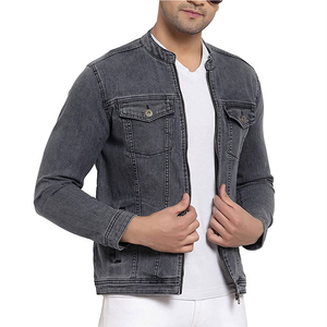 Veste en jean pour homme de haute qualité 100% coton, col montant, manches longues, fermeture éclair intégrale, poches avant, style décontracté, vêtements d'extérieur pour l'hiver - Product Image 5