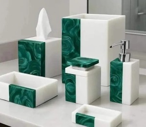 Juego de Accesorios de Baño de Resina Hechos a Mano con Efecto Resina, Juego de Regalo de Accesorios de Baño a Bajo Precio en India - Product Image 3
