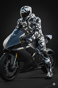 Combinaison de course AGV Phantom Arctic Camo en cuir respirant, taille plus, pour moto, avec logo sur le devant - Product Image 5