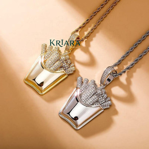 Pendentif frites en argent 925 avec pierres de moissanite, charme sur le thème du hip-hop pour un usage quotidien, bijoux. - Product Image 3