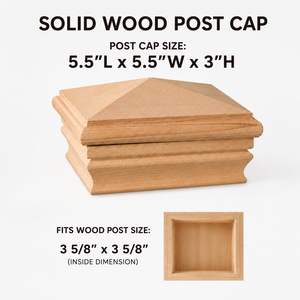 Tapa Decorativa de Madera Sólida para Postes de Cercas y Barandillas, Diseño Piramidal, para Exteriores - Product Image 2