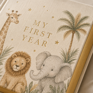 LABON <span class=keywords><strong>Livre</strong></span> de souvenirs <span class=keywords><strong>personnalisé</strong></span> pour bébé, Journal de ma première année, Thème Safari, Album de scrapbooking de luxe à couverture rigide <span class=keywords><strong>avec</strong></span> dorure à chaud, Cadeau en gros - Product Image 4