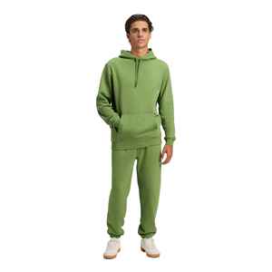 Fleece <b>Cuffed</b> Hoodie Sets Custom Logo Casual Winter Season Men Washed Regular Fit Pullover Cotton <b>Jogger</b> Sweatpants Set - Product Image 1