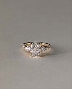 IGI/GIA Lab Grown Vintage 14k Yellow Gold Wedding/Engagement Unisex Ring <b>Cushion</b> Cut Diamond Cut <b>for</b> Anniversary Parties - Product Image 1