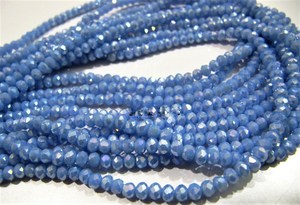 Cuentas facetadas de calcedonia azul mística recubierta de hidrocuarzo, tamaño 3-4 mm, forma rondel, hilo de 14 pulgadas - Product Image 2