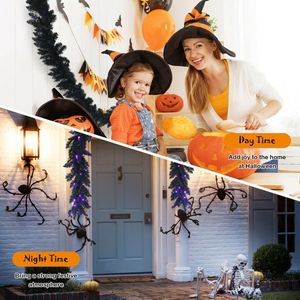 Ghirlanda di Halloween con 50 luci LED viola, 9 piedi, preilluminata per decorazioni spaventose - Product Image 3