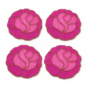 Multicolor Dot Design Glass Bead Coaster Set of 4 <b>Coffee</b> Mug Tea Cup Drink Glass Dining <b>Table</b> Use Coaster Ideal Festive Occasion - Product Image 5