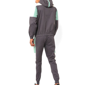 Ensemble de survêtement coupe-vent pour homme, veste légère à capuche avec empiècements menthe et pantalon de jogging, logo personnalisé, imperméable, vente en gros - Product Image 3
