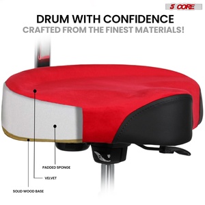 5 Core Drum Throne w Backrest 4" <b>Padded</b> <b>Stool</b> Airlift 25" Adjustable Drummer <b>Stool</b> 441Lb Capacity - Product Image 5