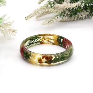 Handmade Pressed Wildflower Resin Bangle | <b>Boho</b> Botanical <b>Bracelet</b> resin craft Premium resin bangle artistic Customized - Product Image 4