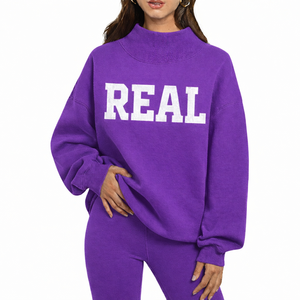 Women Mockneck Sweatshirt Cotton Fleece Pullover Casual <b>Winter</b> <b>Top</b> OEM ODM Custom Logo Wholesale - Product Image 6