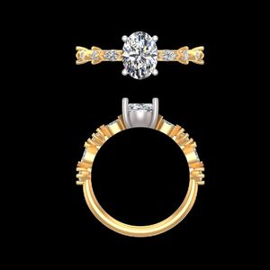 Anillo de Compromiso con Diamante de Corte Ovalado de 1.36ct, Oro Amarillo de 14k/18k, Detalle Marquise, Joyería Fina para Boda o Aniversario - Product Image 1