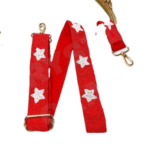 Correas de bolso de cuentas de semillas ajustables Star Red, accesorios de moda con forma personalizada y correa de monedero con cuentas de diseño - Product Image 1