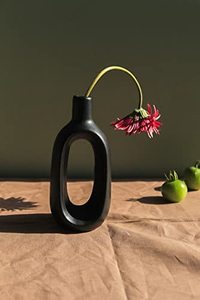 Vase à fleurs moderne en céramique chocolatée, 6 pouces, minimaliste, pour table, écologique, décoration maison et mariage - Product Image 4
