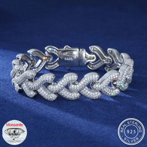 Lab Grown Diamond Cuban Link <b>Bracelet</b> <b>925</b> <b>Silver</b> Iced Out Chain <b>Bracelet</b> for <b>Men</b> Women Luxury Statement Jewellery Gift Style - Product Image 4