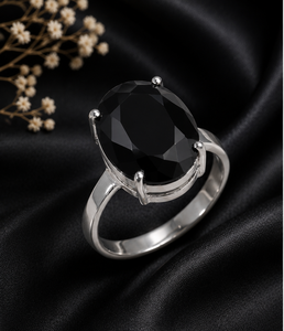 Natural Black Onyx 925 Sterling <b>Silver</b> <b>Ring</b> for Women | Handmade Oval Cut Gemstone <b>Ring</b> | Elegant <b>Statement</b> Jewelry - Product Image 2