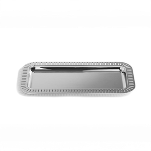 Bandeja Decorativa Moderna de Acero Inoxidable, Plato Rectangular de Metal con Borde Acanalado para Mesa de Centro, Decoración del Hogar - Product Image 1