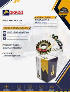 Ensemble de plaques de bobine de stator Hero Honda Karizma, qualité export, pour pièces détachées de deux-roues, Inde, Orado - Product Image 3