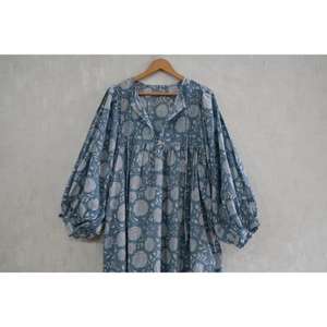 Vestido Boho de Algodón con Estampado a Mano para Mujer, Transpirable, Lavable, Ecológico, Cintura Natural, Ropa de Verano - Product Image 4