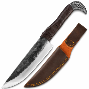 Cuchillo Vikingo Forjado a Mano con Funda de Cuero, Hoja Recta de Acero al Carbono, para Bricolaje, Uso Industrial, Supervivencia al Aire Libre, Camping, Caza, ODM, OEM - Product Image 1