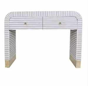 Mesa de Centro Moderna de Último Diseño con Incrustaciones de Hueso de Resina, Forma Natural, Hecha a Mano, Duradera, Ecológica y con Altura Ajustable - Product Image 4