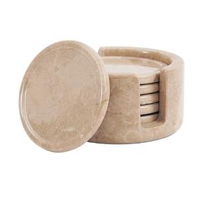 Sous-verre rond en marbre brun massif, très vendu, pour le thé, le café, les boissons, la décoration, pour la maison - Product Image 1