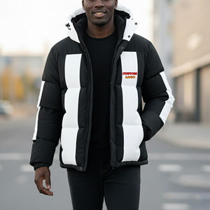 Chaqueta Bomber Casual para Hombre de Alta Calidad, Abrigo Grueso de Invierno Cálido con Cremallera, Diseño de Bloques de Color en Lona, Abrigos Acolchados al por Mayor - Product Image 6