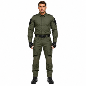 Uniforme Táctico Personalizado para Hombre, Uniforme de Senderismo al Aire Libre, Camisa de Manga Larga, Pantalones Cargo, Conjunto con Rodilleras, Uniforme Táctico de Entrenamiento Sólido - Product Image 1