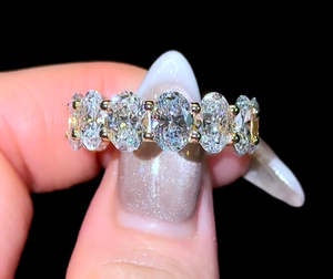 Customize Moissanite 9k 14K 18k Solid Gold <b>Ring</b> Platinum Half and Eternity Band <b>Rings</b> for Women Gift - Product Image 6