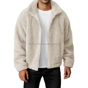 Customized OEM <b>Men's</b> Winter <b>Sherpa</b> <b>Fleece</b> Pullover Sweatshirt Stand Collar High Street Style Eco-Friendly Waterproof - Product Image 2